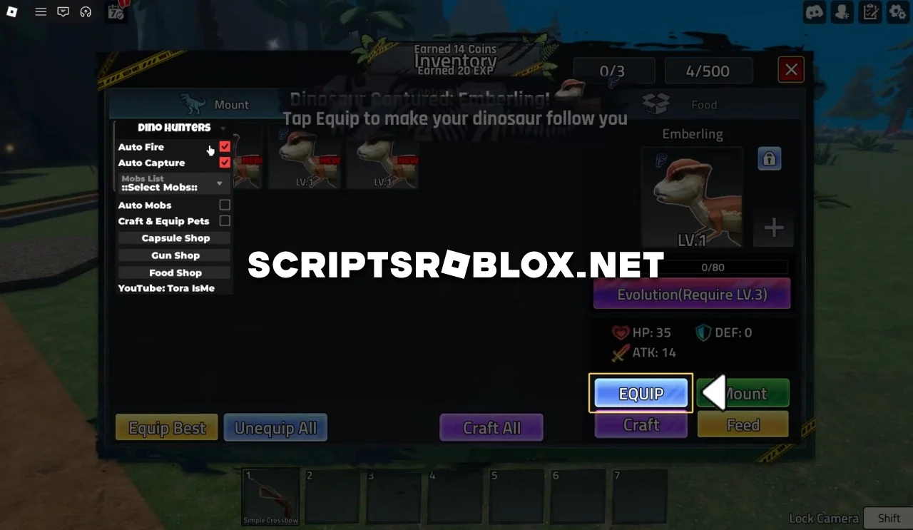 Dino Hunters Script - Auto Fire, Mobs Farm, Auto Catch & More