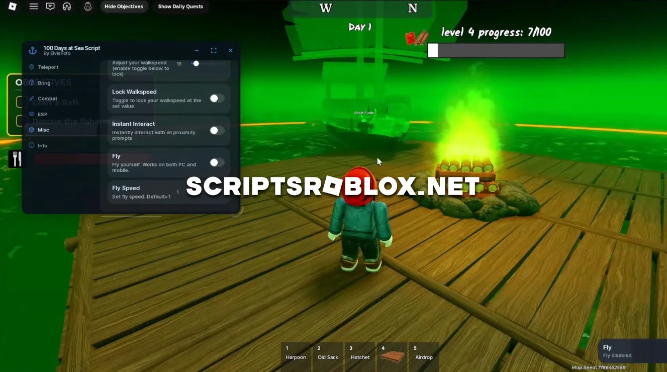 100 Days At Sea Script - Bring Items, Kill Aura, Esp & More